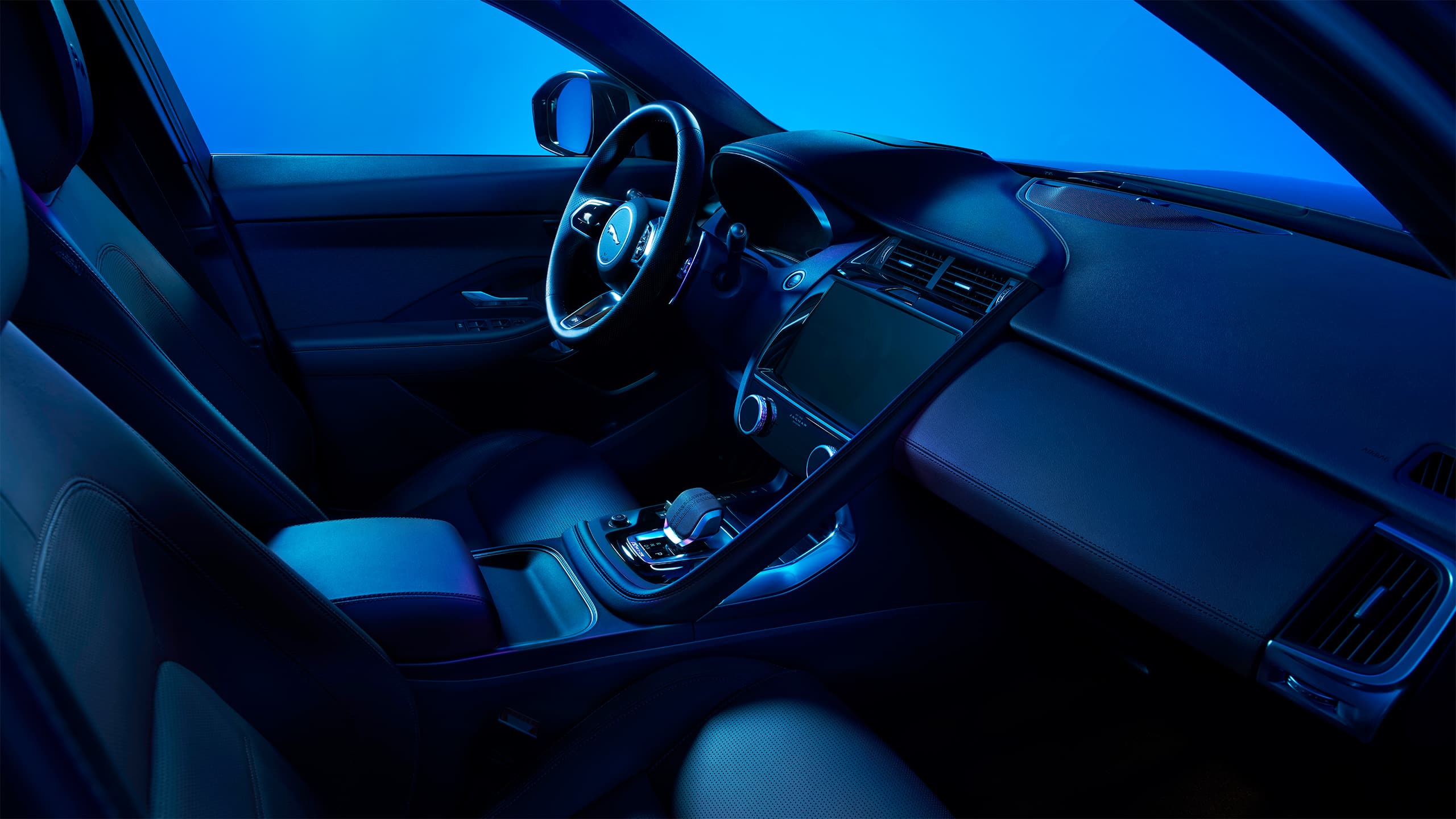 Jaguar E-Pace Interior view of the modern luxury car